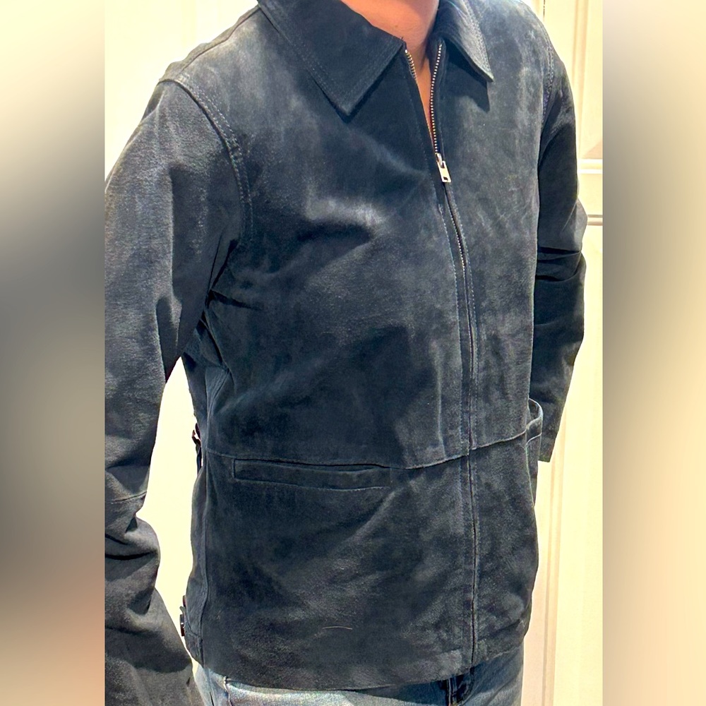 IMPRESSIONS by REM GARSON Vintage Blue Suede Leather Jacket beaded SW Sun XS NWT - Picture 5 of 9